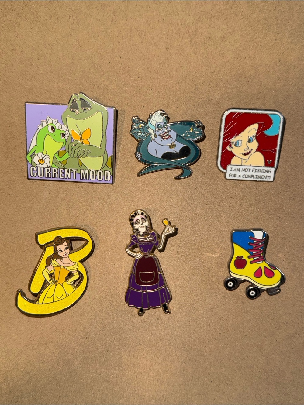 Disney Princess Enamel Pin Set of 6 with lanyard